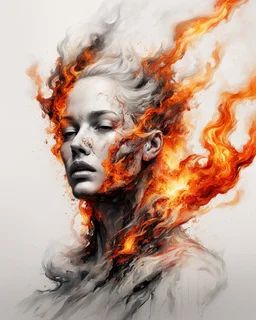 art, abstract, human, burning edges, (intense and emotional visual experience:1.5), (captivating and fiery ambiance:1.3), (dramatic and captivating essence:1.2), (fiery details:1.3), white background