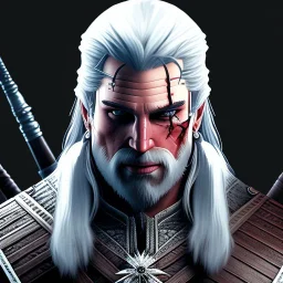 Geralt of Rivia, traditional japanese brush stroke style