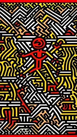 Mountains with ancient Egyptian hieroglyphics painted by Keith Haring