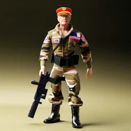 G.i. Joe toy camouflage khaki doll Donald Trump orange face with boots full body in package high resolution 2019, in a box with gun, jungle