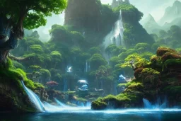 Art by Dylan cole and Eddie mendoza and darek zabrocki, Avatar concept art, pandora, hovering island with waterfall, magnificent landscape, ultra-wide angle, ultra realistic, digital painting, 8 k uhd, dynamic lighting, beautiful, sharp focus, ultra detailed, concept art