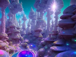 colorful crystal cosmic and galactic ambiance underground hill sky rocks sunny trees pools surreal, full of details, smooth, bright sunshine，soft light atmosphere, light effect，vaporwave colorful, concept art, smooth, extremely sharp detail, finely tuned detail, ultra high definition, 8 k, unreal engine 5, ultra sharp focus