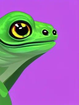 a green gecko with big cute eyes staring at you portrait minimalist