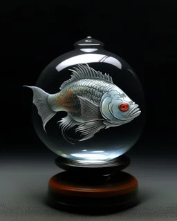 A cool gray deep abyss with angler fish painted by Guo Xi