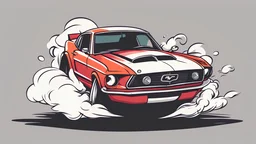 Cartoon drifting oldschool mustang burnout logo