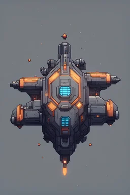 a simple spaceship for a top down view, 2D, asset shooter, video game , pixel art
