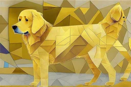 style of paul klee Golden retriever dog