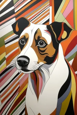 Jack Russell in the style of Bridget Riley