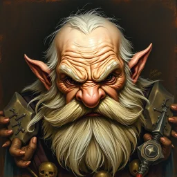 Dnd, dwarf, handpainted by a renaissance artist, oil painting, head portrait, sturdy, mighty, grizzled, old, angry, barbarian