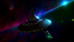 u.s.s. enterprise. 4k, highly detailed, ultra realistic cinematic lighting, 8k, vivid and colorful lighting, surreal photography, portrait. nebula sky. natural tones