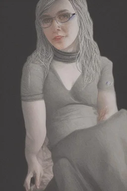 Portrait lady, full body shot, full-color medium shot GrayAcademia