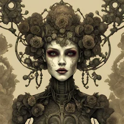 Gorgeous rococo punk female, dark ominous half skeleton, sexy android, low light, graphic marker outline, rococopunk, ink punk, kinetic sculpture and digital painting reworked and reimagined by by (((Michele Rizzi))), hanka robotics, Skynet, ((Janusz Jurek)) and (((Salman Khoshroo))), digitally recreated and creatively reimagined by (((Masahiro Ito))), ((Aaron beck, ESAU, Samuel hadida, Moebius, Dan hillier, and George miller)),((Ray turner)) and (Eric lancombe)), unity games 3D rendered art,