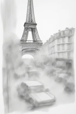 A rough pencil sketch of the Eiffel Tower