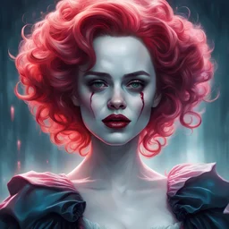 (delightful anatomy:1. 1), (gloomy illumination, insane, stunning, dramatic, completed artwork, HQ:1. 1), (Apterus anatomy, Dan mumford style:1. 2), A beautiful portrait of Emilia Clarke as Pennywise from IT movie, digital art by Eugene de Blaas and Ross Tran, vibrant color scheme, highly detailed, in the style of romanticism, cinematic, artstation, Greg rutkowski, (Masterpiece:1.3), (best quality:1.3), <lora:add_detail:0.4> <lora:epi_noiseoffset2:0.4> <lora:hairdetailer:0.6> <lora:more_details