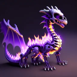 Cute Skeleton dragon, fire, purple, ultra realisti... | @alion