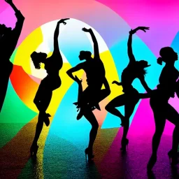 Jazz dancers, Silhouettes, gestures, vivid colors