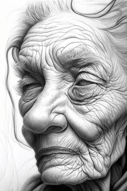 drawing, portrait,Flowers , wrinkles, features, white, lead, charcoal,drawing with pencil