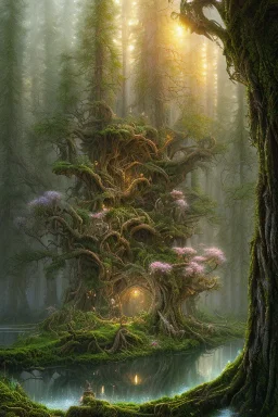 milf warrior, high-quality, fine-detail beautiful, breath-taking forest with gnarled trees, flowers, clear reflective lake, tranquil, stunning, 8k resolution, intricate, digital art, detailed matte, volumetric lighting, George Grie, Anne Dittman, Anne Stokes, Lisa Parker, Selina French, Alphonse Mucha