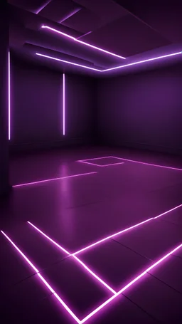 Hyper Realistic purple & maroon neon floor in a dark room