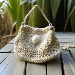 Little shoulder Bag crochet, sea with real seashell , creamy color