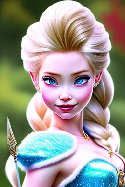 Photorealistic Elsa Jean dressed as a samurai