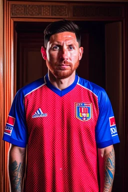 Messi wearing the Moroccan shirt .