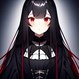 portrait anime vampire, long hair, red eyes, noble black robe, Blood, background Gothic castle, hyper detailed, intricately detailed, gothic, ambiguous lines image, flat dimensional style, flat lines, rough drawing --ar 2:3