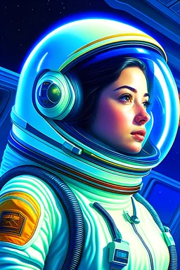 a close up of a modern website in a space suit, portrait of an astronaut, portrait of an ai astronaut, jen bartel, portrait of astronaut, detailed astronaut, inspired by Tim Hildebrandt, futuristic astronaut, glowing spacesuit, sci-fi digital art illustration, stefan koidl inspired, in spacesuit, looking out into space, astronaut,