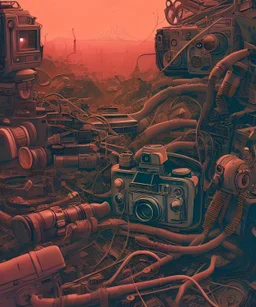 Camera., concept art, hyper detailed, asaf hanuka, dan mumford, kilian eng, post-apocalyptic, oil on canvas