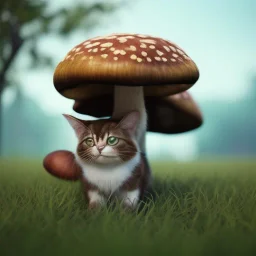 Mushroom cat girl, unreal 5, octane render, cinema4d, redshift render, hyper realistic, cenematic, vibrancy, synthwave, retouch, centered, dynamic lighting, dramatic lighting, 4k, highly detailed, attractive beautiful, realistic, epic composition, holographic,