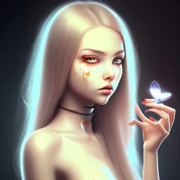 portrait of a cute beautiful girl holding a balisong butterfly knife, anime digital art, creepy