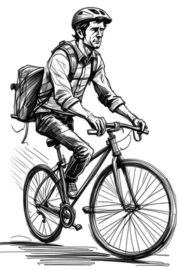 Drawing of a man on a bike