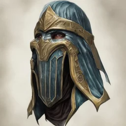 dungeons and dragons, portrait, watercolor, Muslim, arab, full body, masked Sutton hoo