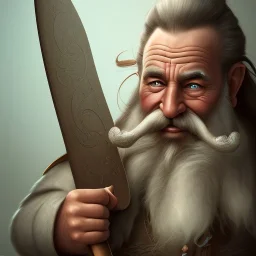 A beautiful dwarf with a sharp and beautiful ax in his hand, full HD, 4K, 8K, very real and with fine, accurate and complete details, realistic