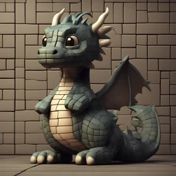 A cute dragon that is smooth and appears to be made of tiles 3D