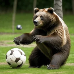 a bear playing football