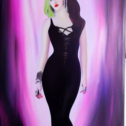 Full body portrait, painting, medium shot lady FairyGrunge