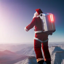 Jet pack, roketle uçan noel baba, octane render, 8k, --ar 1:1