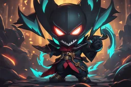 Chibi pyke venom in 8k solo leveling shadow artstyle, in the style of fairy academia, pirate them, mask, close picture, neon lights, intricate details, highly detailed, high details, detailed portrait, masterpiece,ultra detailed, ultra quality