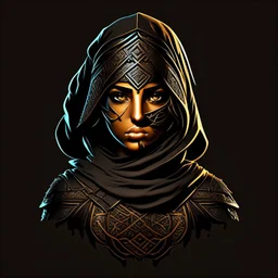 Arab warrior girl, vectorized, 3D, 8k, black background