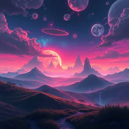 paisaje fantasy art neon