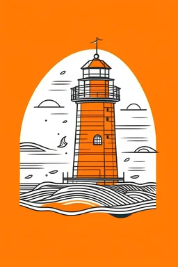 make orange color Line art draw Beach Haven Water Tower on Long Beach Island NJ logo for me