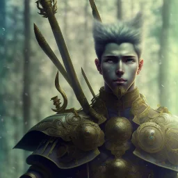 Young Male warrior by Studio MAPPA, Anime Key Visual, by Sui Ishida, Deep Color, Intricate, 8k resolution concept art, Natural Lighting, Beautiful Composition head and shoulders portrait, 8k resolution concept art portrait by Kentaro Miura, Artgerm, WLOP, Alphonse Mucha dynamic lighting hyperdetailed intricately detailed Splash art"