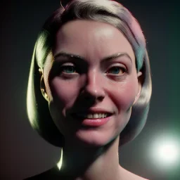 Ultra Realistic scene, retro futuristic style, 1960 sci-fi. Woman, smile, happy. highly detailed, concept art, unreal engine 5, ray tracing, RTX, lumen lighting, ultra detail, volumetric lighting, 3d, finely drawn, high definition, high resolution.