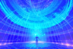 inside a spaceship with a celestial being, a being of pure energy, radiating light and taking a form with shifting constellations.