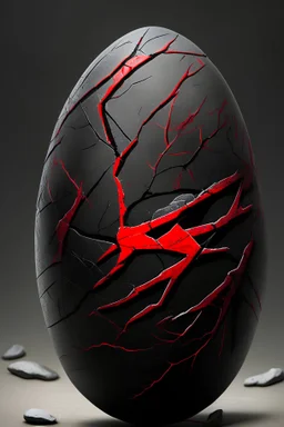 expensivet black with red random lines with a small crack and a dragon hand in egg shape stone