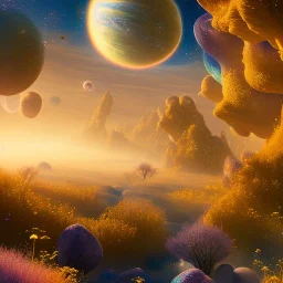 beautiful cosmic transparent golden landscape very etheric and cosmic, delicate colors, ultra sharp focus, 8k, unreal engine 5, extremely sharp detail, light effect, soft light atmosphere, smooth, full of details