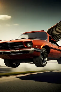 flying dodge challeger with wings