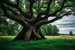 The Great Deku Tree from Zelda, but in real life, in Wisconsin, in the summer. Photograph.