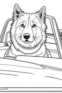 outline art for real DOGS-IN-CARS Coloring page, Japanese manga style, cartoon style, cute face, white background sketch style, full body is a must, only use outline, clean line art, no shadow, bold outlineMasterpiece, Ominous, Golden Ratio, Highly Detailed, photo, poster, fashion, illustration